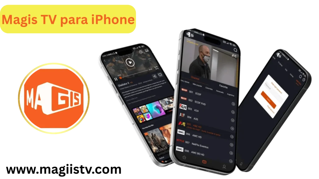 Magis TV para iPhone – Interfaz de aplicación de streaming que muestra canales y películas